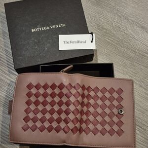 Bottega Veneta Intrecciatto Pink & Red Wallet